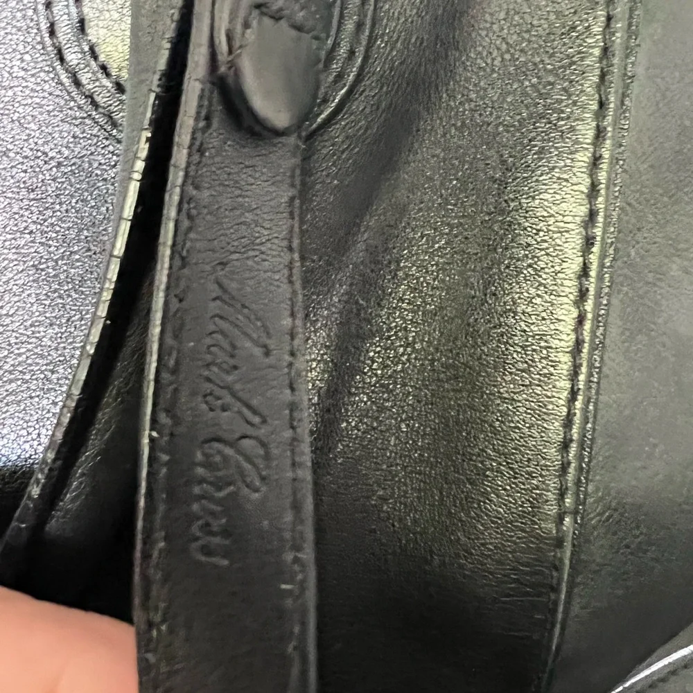 Black Leather Satchel Handbag - Brand:
